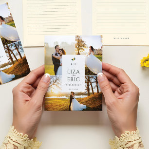 Citroenbloesem bloemenboom Elegante trouwfoto's Bedankkaart