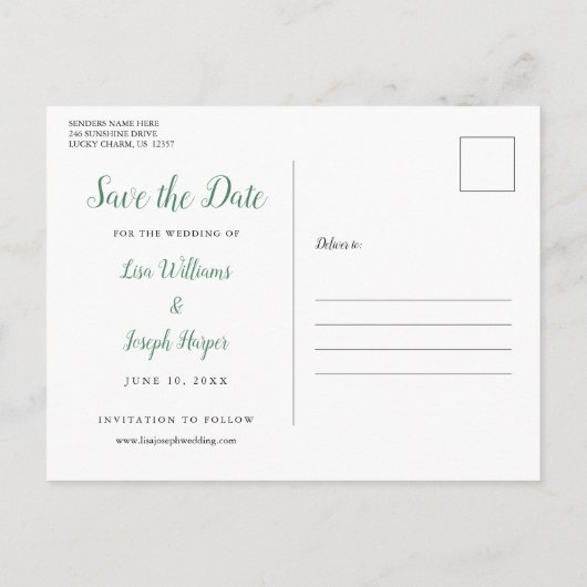 Citroenbloesem Elegante Script Save-the-date-kaart Aankondigingskaart (Achterkant)