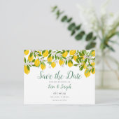 Citroenbloesem Elegante Script Save-the-date-kaart Aankondigingskaart (Staand voorkant)