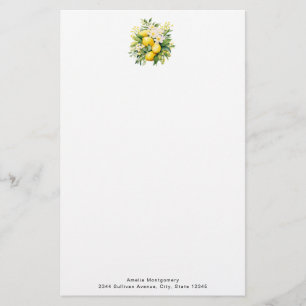 Citroenboeket met witte bloesems briefpapier