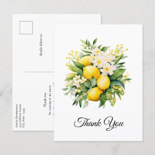 Citroenboeket met witte bloesems Dank je wel Briefkaart