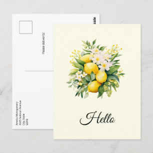 Citroenboeket met Witte Bloesems Hallo Briefkaart