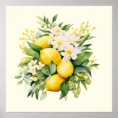 Citroenboeket met witte bloesems poster (Voorkant)