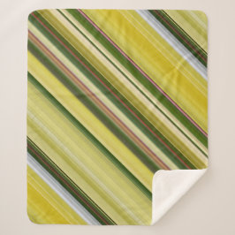 Citroenboom geel en groene streep sherpa deken