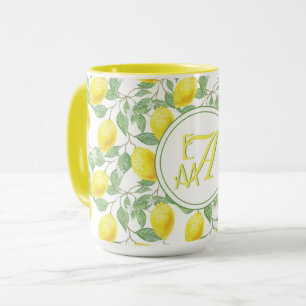 Citroenboom Monogram Patroon Geel Groen Decor Mok