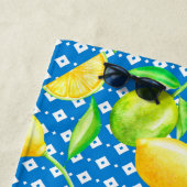 Citroenboom Oceaanblauw MONOGRAM Pasgetrouwde Brui Strandlaken (In situ)