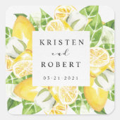 Citroenboom Tuin Bloemen Bruiloft Vierkante Sticke Sticker (Voorkant)