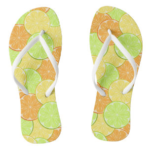 citroencitruscitrusvruchten oranje groen geel teenslippers