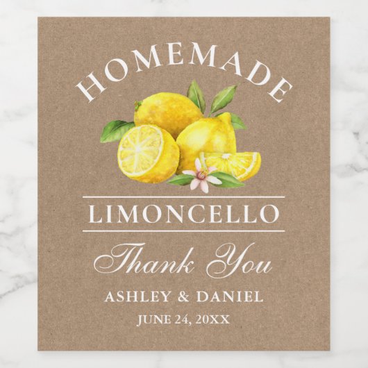 Citroenen Bedankt Kraft Limoncello flesetiketten Wijn Etiket (Enkel label)