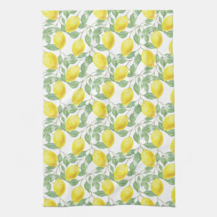 Citroenen & bladeren Fruit Waterverf Pattern Kitch Theedoek