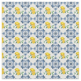 Citroenen & Blauw Marokkaans Tegel Patroon Stof