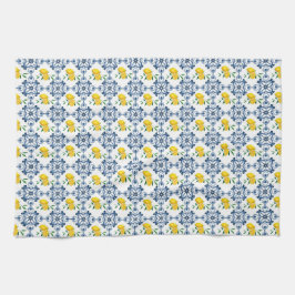 Citroenen & Blauw Marokkaans Tegel Patroon Theedoek