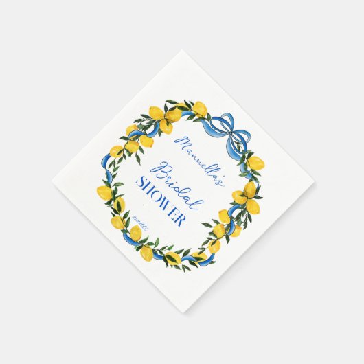 Citroenen blauwe lint bruiloftsfeest gemerkt servet (Hoek)