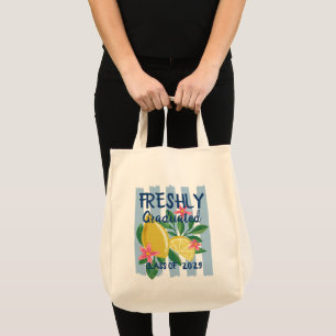 Citroenen Blauwe Strepen Net Afgestudeerd Tote Bag