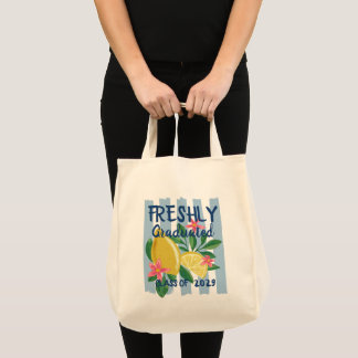 Citroenen Blauwe Strepen Net Afgestudeerd Tote Bag