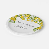 Citroenen Bloeiende Groene Elegante Script Boodsch Papieren Bordje (Gekanteld)