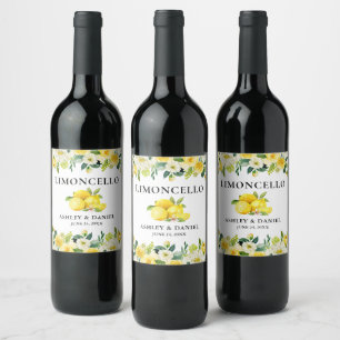 Citroenen Bloemen Limoncello Bruiloft Fles Label Wijn Etiket