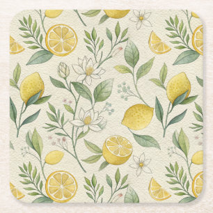 Citroenen & Bloemen Patroon Papier Onderzetter