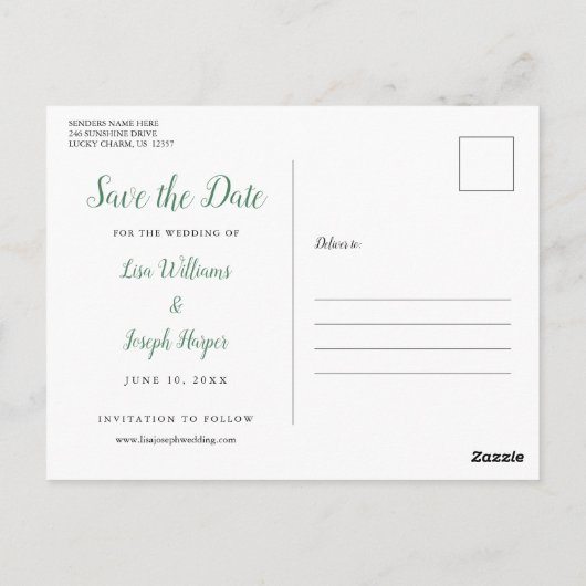 Citroenen Bloesem Elegant Script Bewaar de datum Briefkaart (Achterkant)