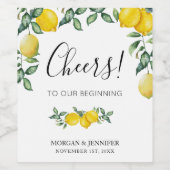 Citroenen bruiloft gunst Proost Wijn Etiket (Enkel label)