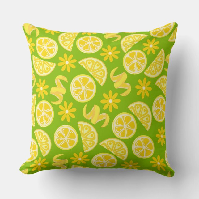 citroenen citrus limonade chef schattig geel groen kussen (Voorkant)