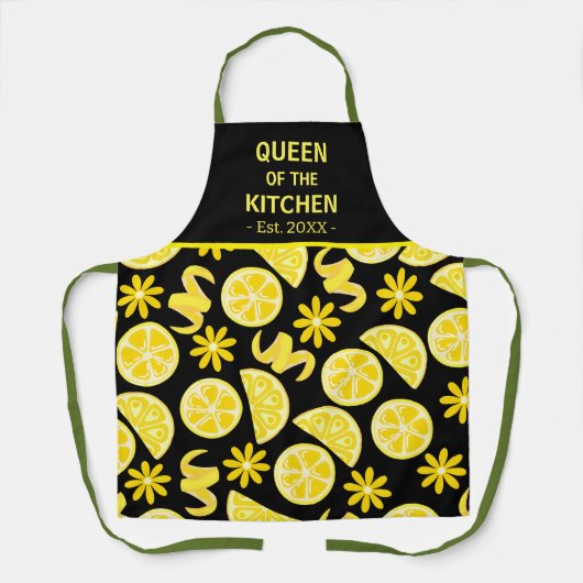 citroenen citrus limonade chef schattig geel zwart schort (Voorkant)