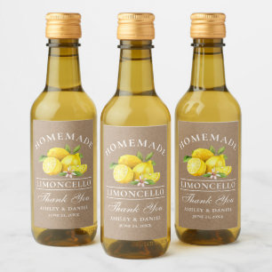 Citroenen Dank Kraft Limoncello Mini Fles Labels Wijn Etiket