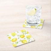 Citroenen en bladeren vierkante kartonnen onderzetter (Insitu)