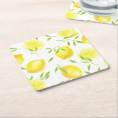 Citroenen en bladeren vierkante kartonnen onderzetter (Schuin)