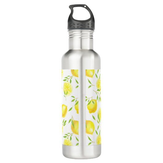 Citroenen en bladeren waterfles  (Achterkant)
