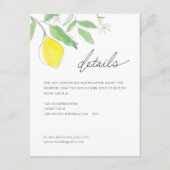 Citroenen en bladeren Waterverf Details Bruiloft Informatiekaartje (Voorkant)