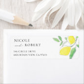 Citroenen en bladeren Waterverf retour adreslabel Etiket (Insitu)