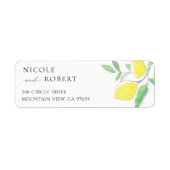 Citroenen en bladeren Waterverf retour adreslabel Etiket (Voorkant)