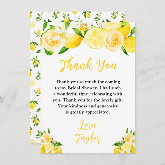 Citroenen en Bladgroen Vrijgezellenfeest Bedankkaart (Voorkant / Achterkant)