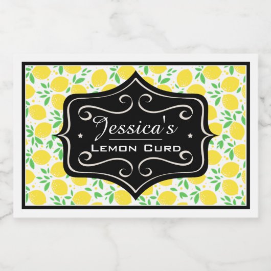 Citroenen en Bladpatroon Aangepaste Citroenwrongel Voedselcontainer Etiket (Enkel label)