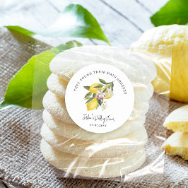 Citroenen en bloemen, bruiloft of Vrijgezellenfees Ronde Sticker