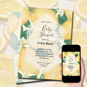Citroenen en groen Baby shower Kaart