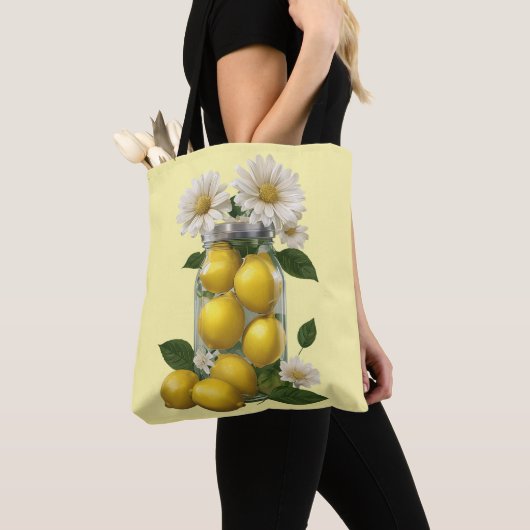 Citroenen en madeliefjes Canvas tas (Dichtbij)