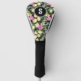 Citroenen en Tulpen Bloemenpatroon | Citrusmonogra Golfheadcover