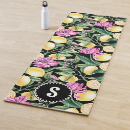 Citroenen en Tulpen Bloemenpatroon | Citrusmonogra Yogamat