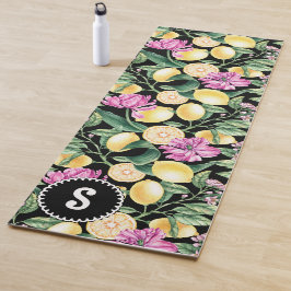 Citroenen en Tulpen Bloemenpatroon | Citrusmonogra Yogamat