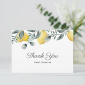 Citroenen & Eucalyptus Bruiloft Uitnodiging Bedank (Staand voorkant)