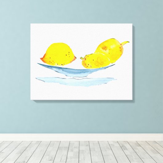 Citroenen geel fruit waterverf canvas afdruk (Insitu (Houten vloer))