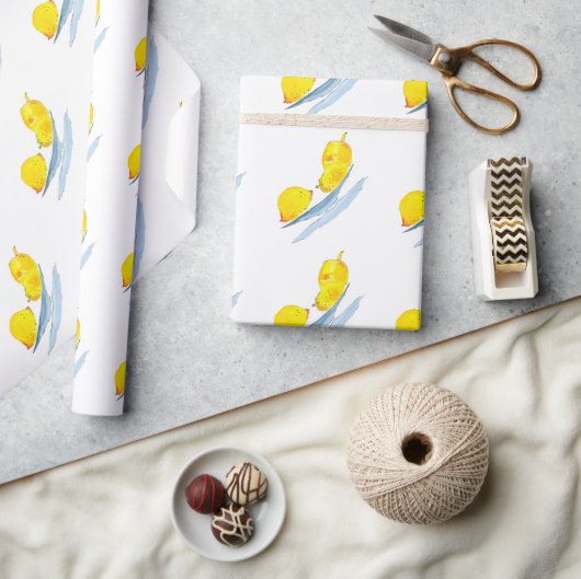 Citroenen geel waterverf kunst cadeaupapier (Crafts)