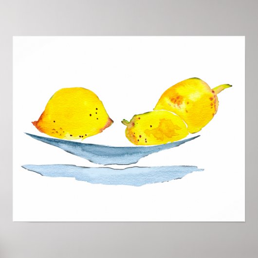 Citroenen geel waterverf kunst poster (Voorkant)