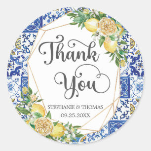 Citroenen Groene Mediterrane Mozaïek Tegels Bruilo Ronde Sticker