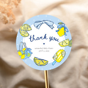 Citroenen Knuffel Jou Baby Shower Ronde Sticker
