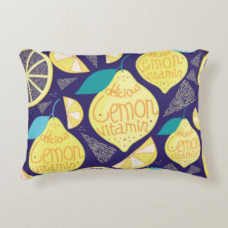 Citroenen kruidnagel: donkerblauw helder patroon accent kussen
