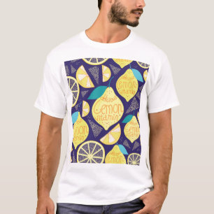Citroenen kruidnagel: donkerblauw helder patroon t-shirt