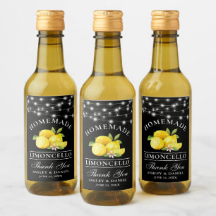 Citroenen Limoncello Lights Zwart Mini Fles Label Wijn Etiket